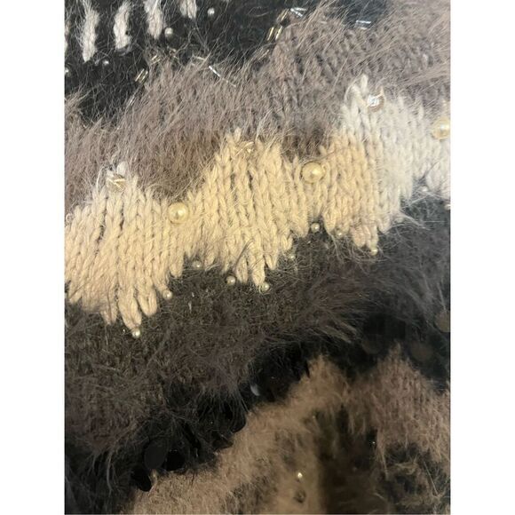 Sleeping on Snow Anthropologie cashmere blend fair aisle beaded sweater, gorgeou - Picture 11 of 15